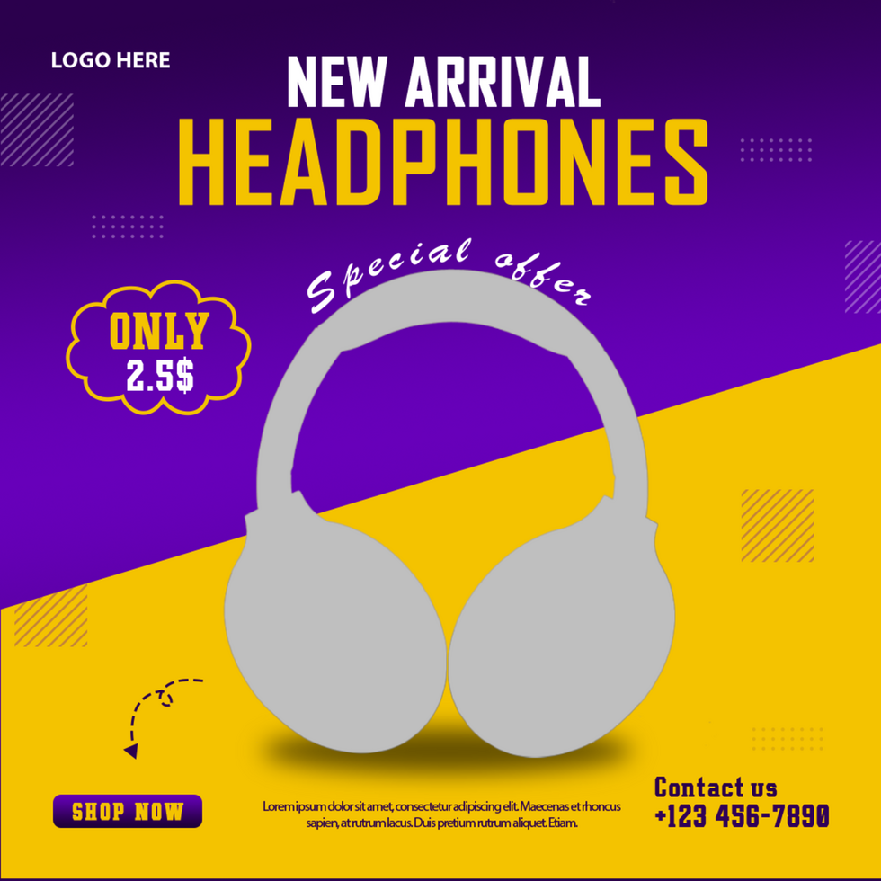 Headphone brand product social media instagram banner psd