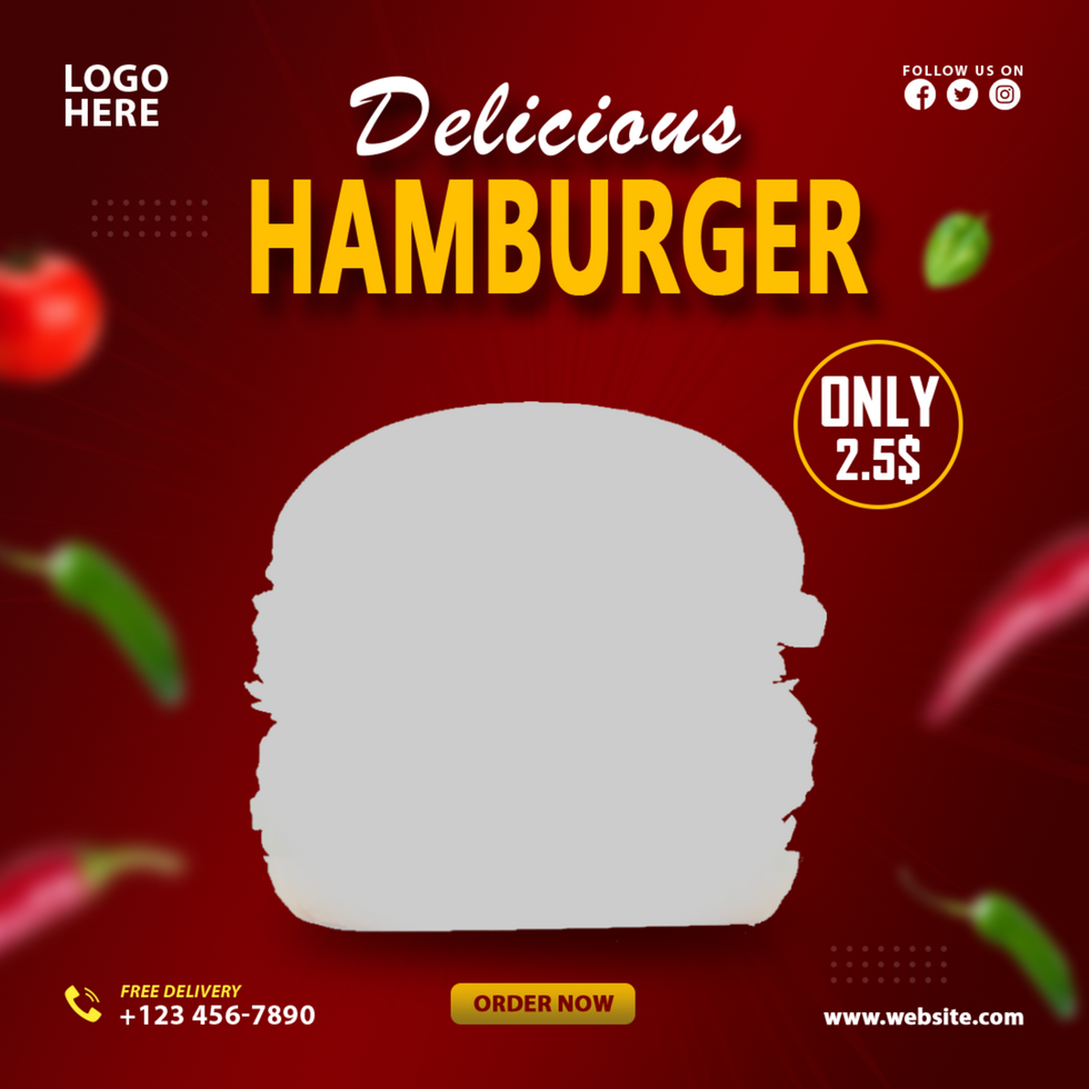Delicious burger and food menu social media post and template psd