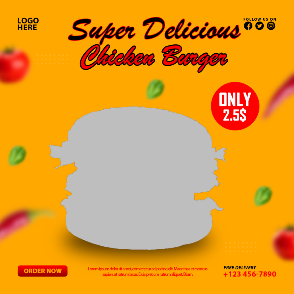 Delicious burger and food menu social media post and template psd