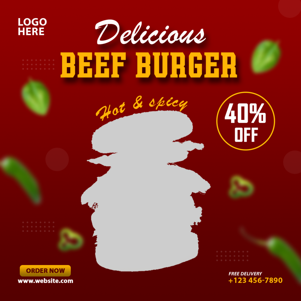 Delicious burger social media post and template psd