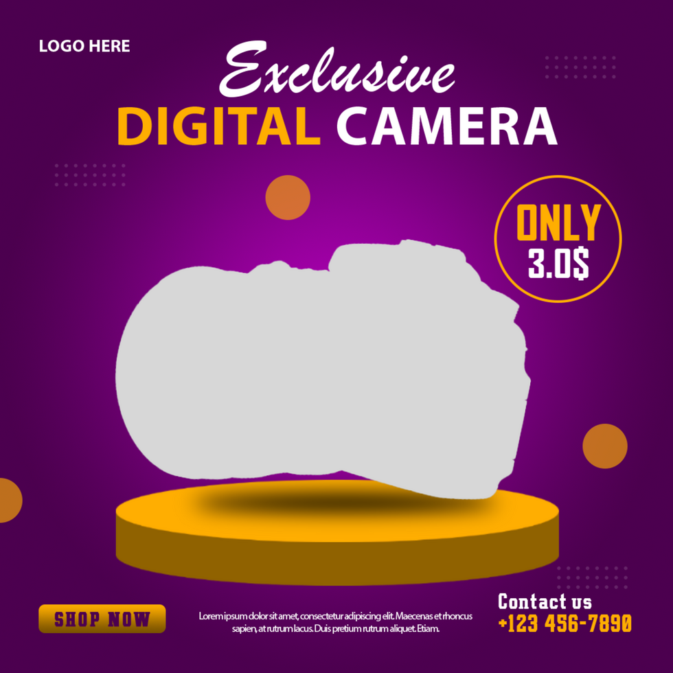 Exclusive camera social media post and banner psd