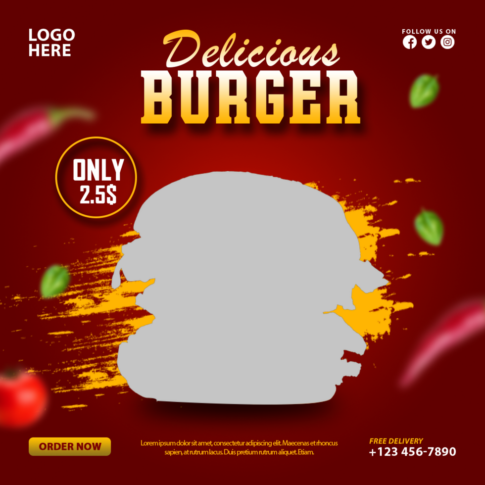 Burger social media post and template psd