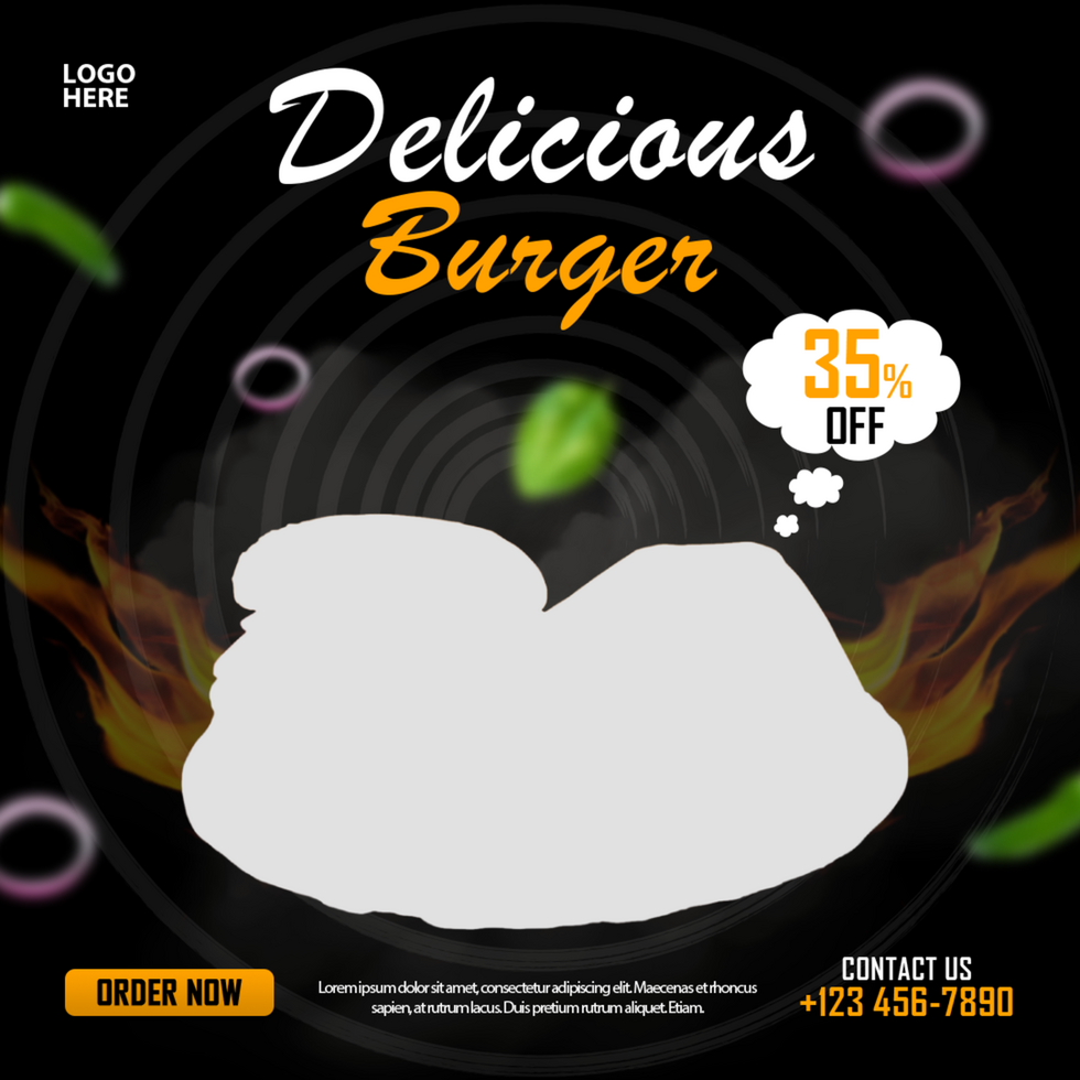 Burger and food menu social media post and banner psd
