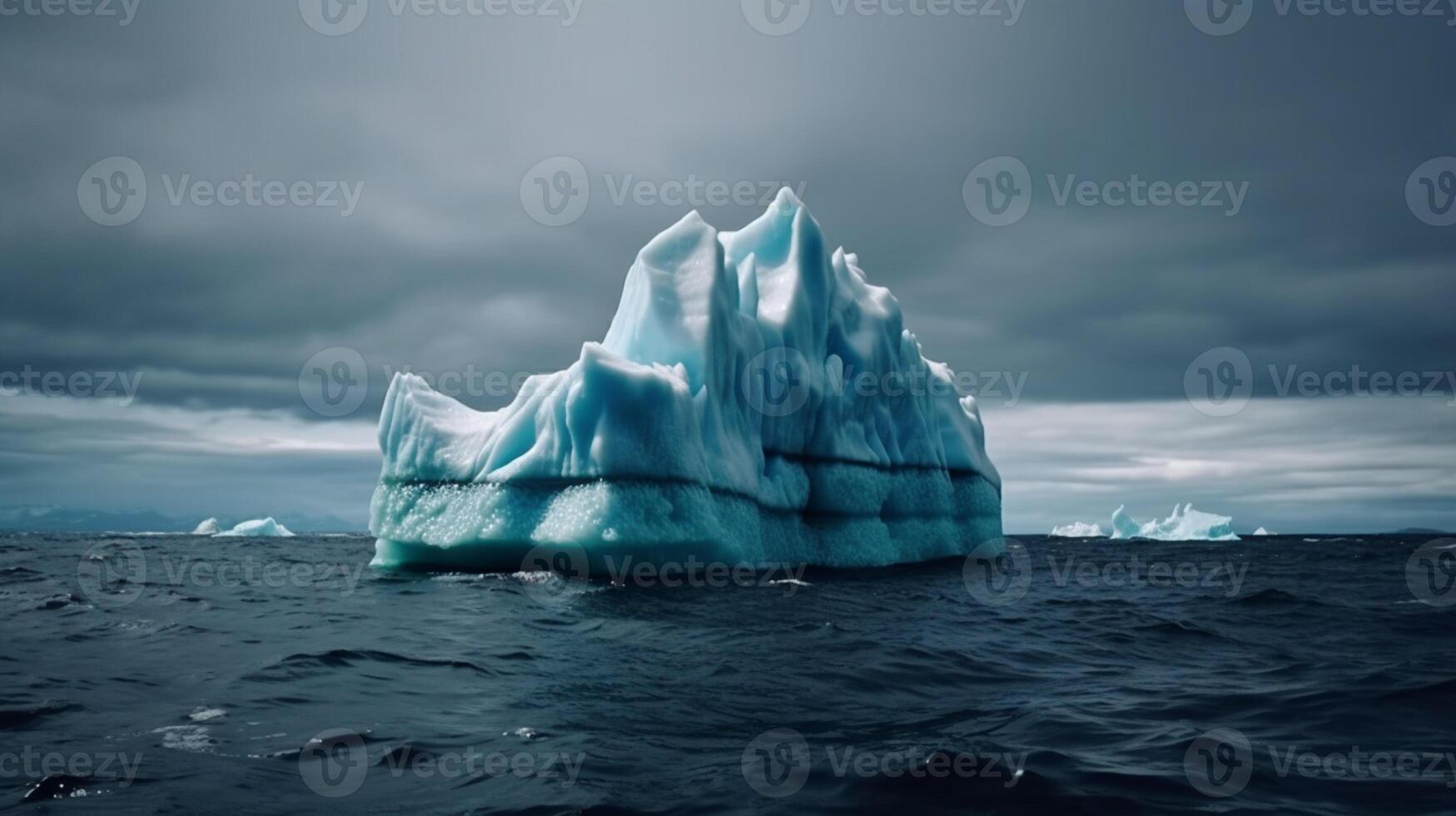 Melting iceberg on the ocean. Global warming and climate change concepts photo