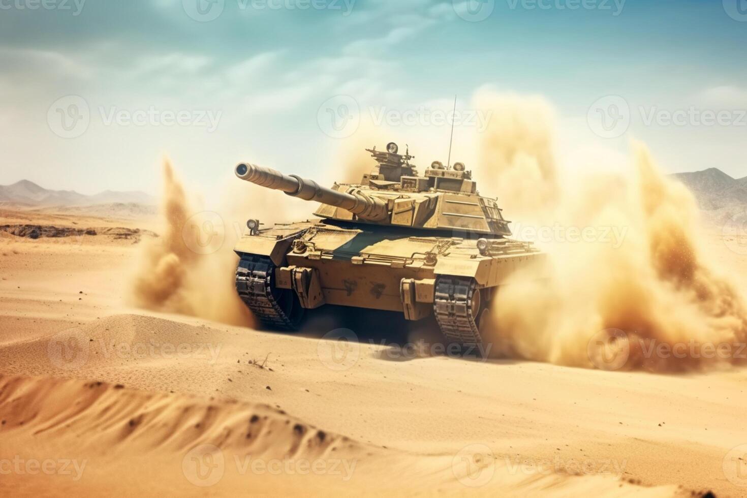Explosive battleground, Armored tank conquers minefield in epic desert invasion photo