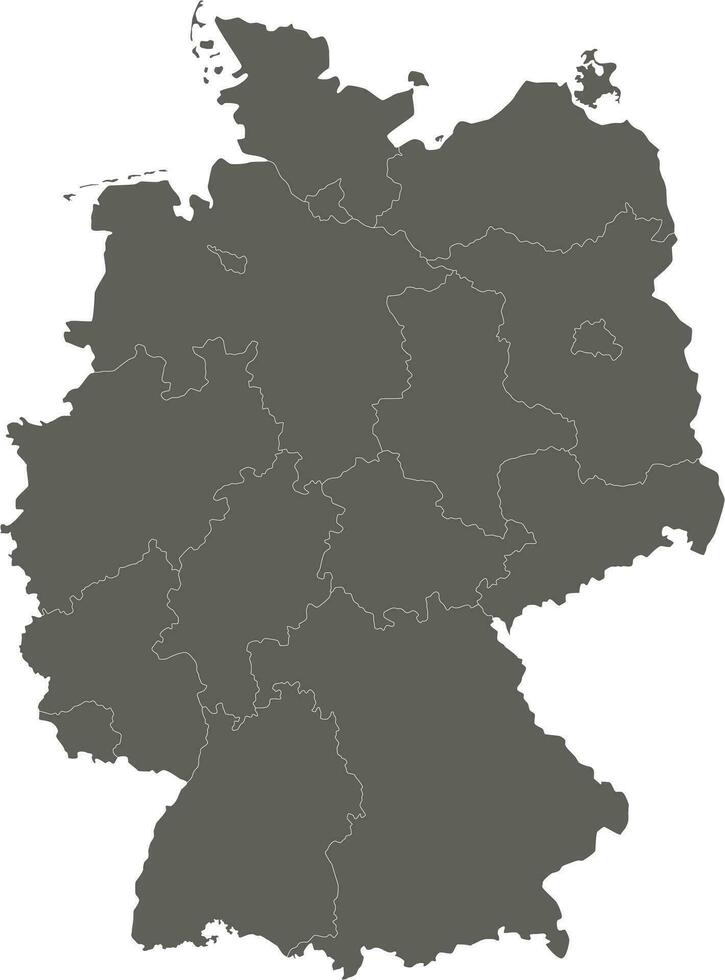 Vector blank map of Germany with federated states or regions and administrative divisions. Editable and clearly labeled layers.