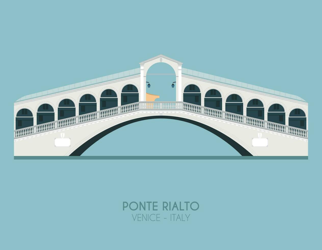 Modern design poster with colorful background of Rialto Bridge in Venice, Italy. Vector illustration