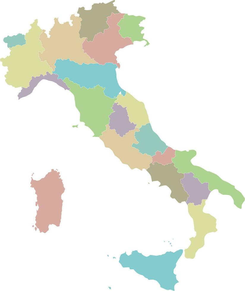 Vector blank map of Italy with regions and administrative divisions. Editable and clearly labeled layers.