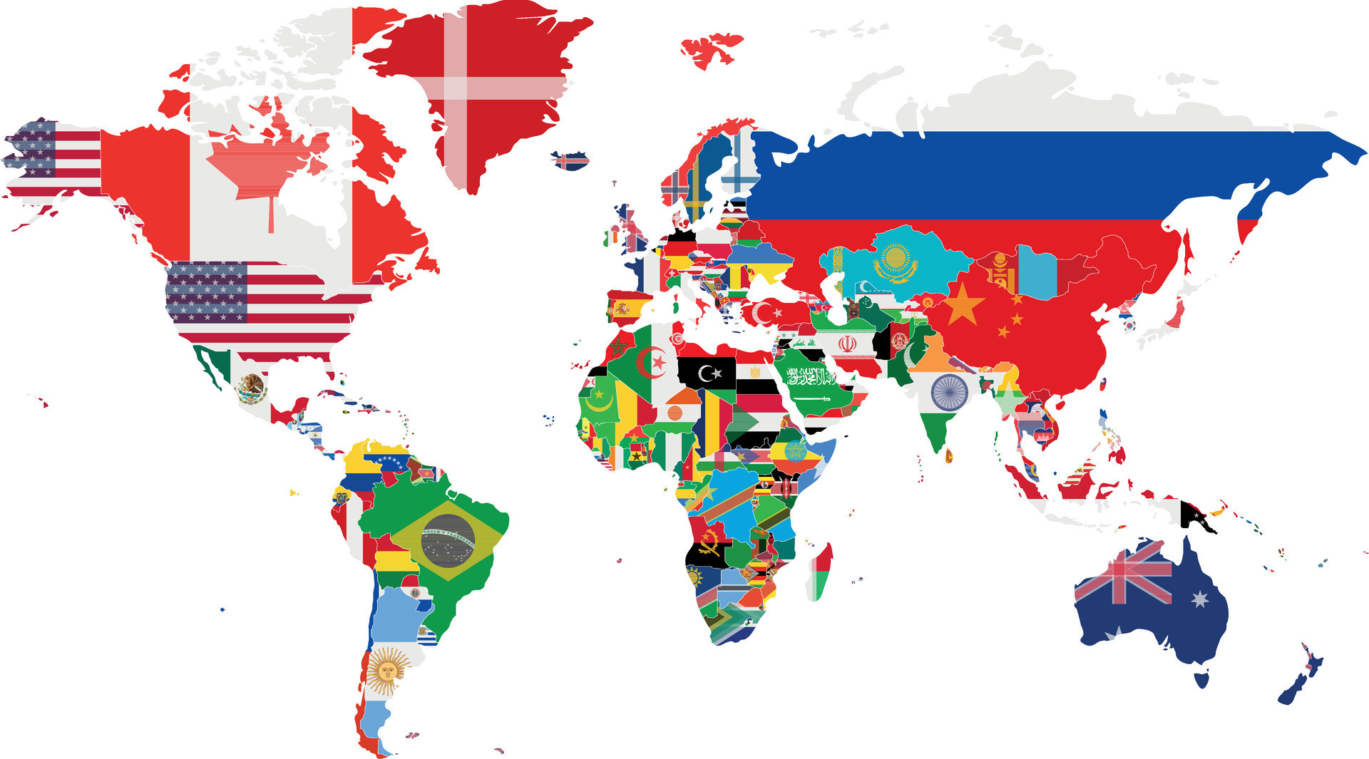 Политическая карта мира с флагами