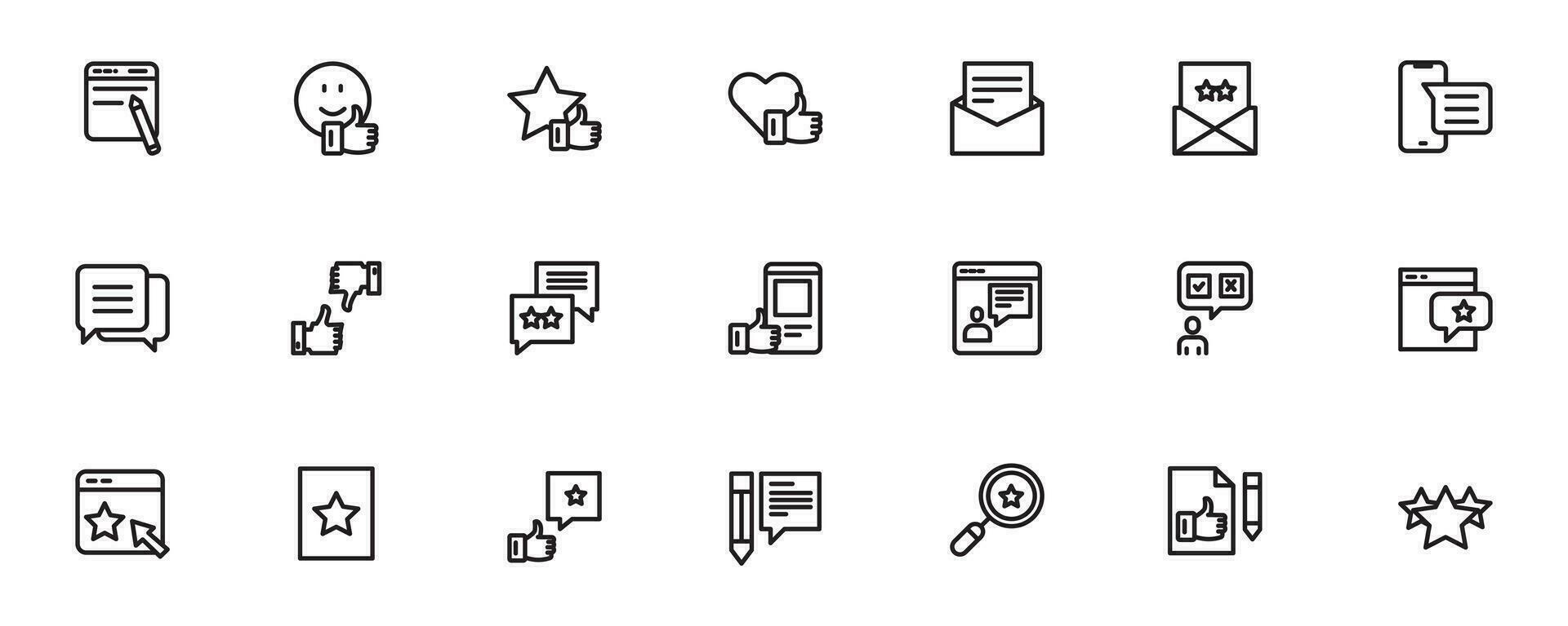 set icon line feedback and rating, rank, vector illustration