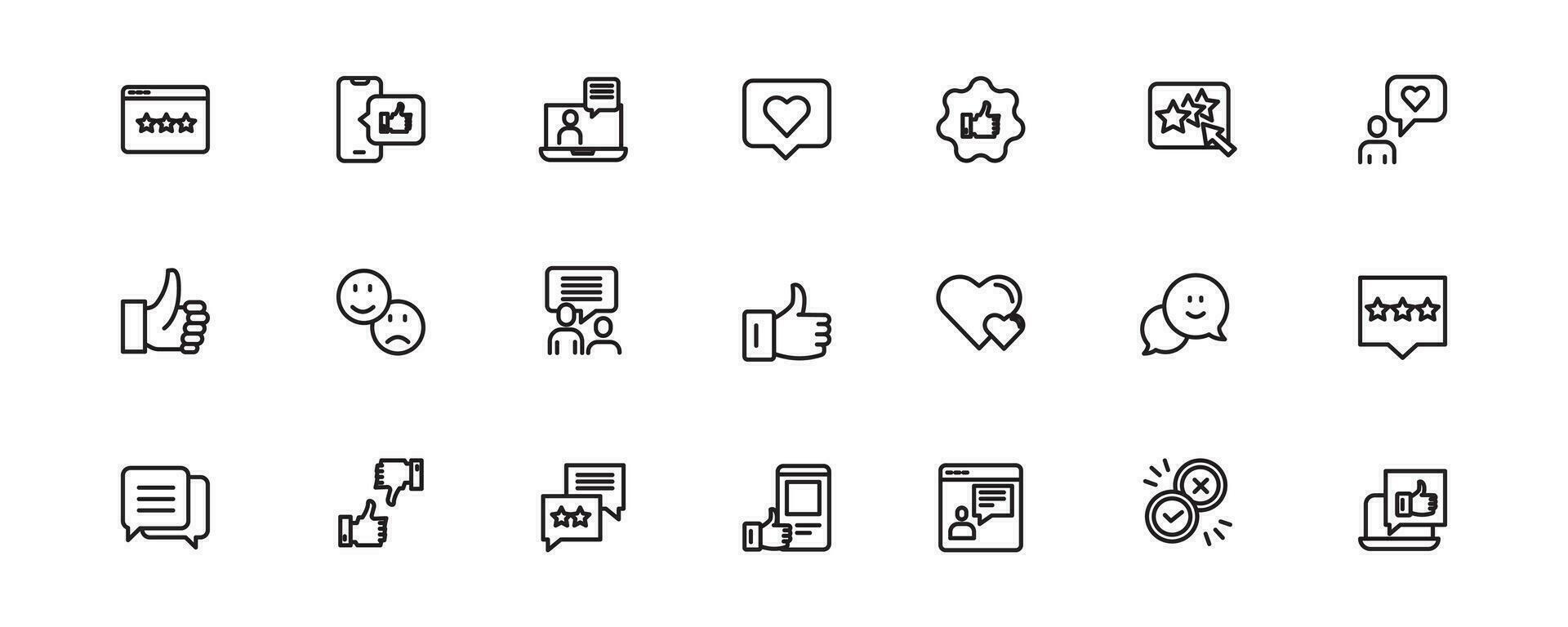 set icon line feedback and rating, rank, vector illustration