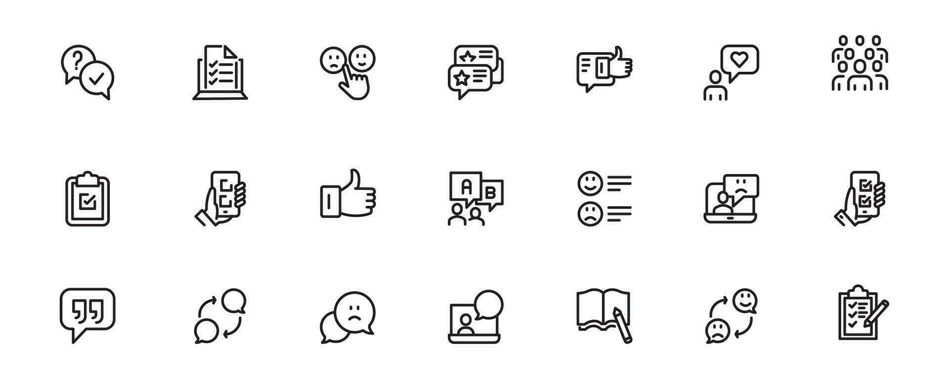 set icon line feedback and rating, rank, vector illustration