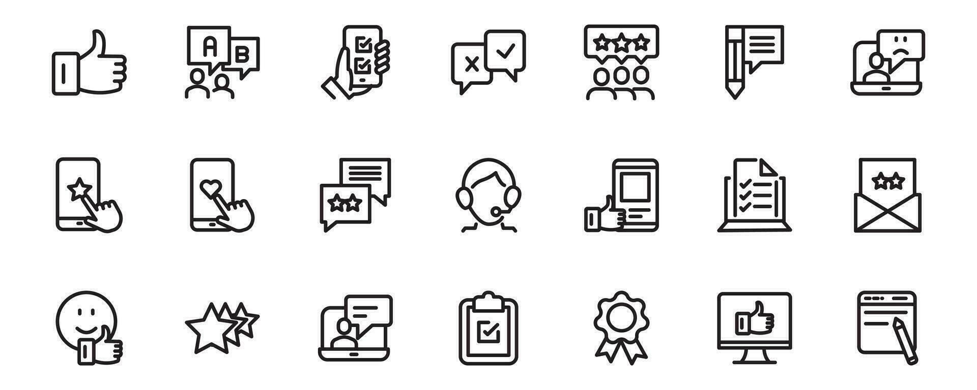 set icon line feedback and rating, rank, vector illustration