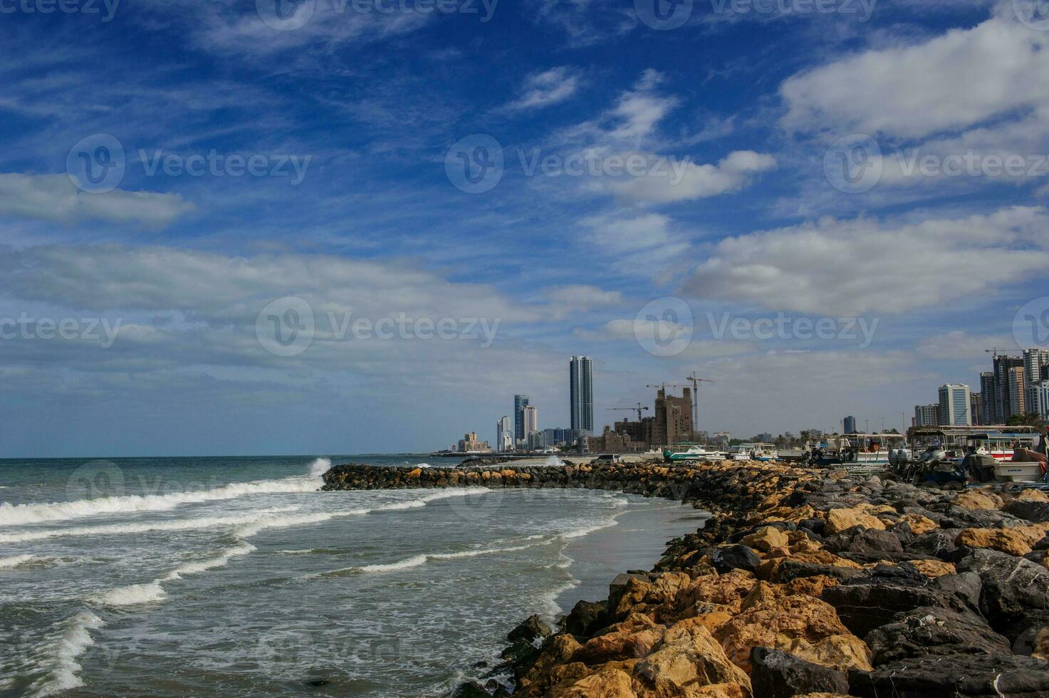 Ajman, United Arab Emirates - Ajman Corniche Beach beautiful coast in the city downtown area . photo