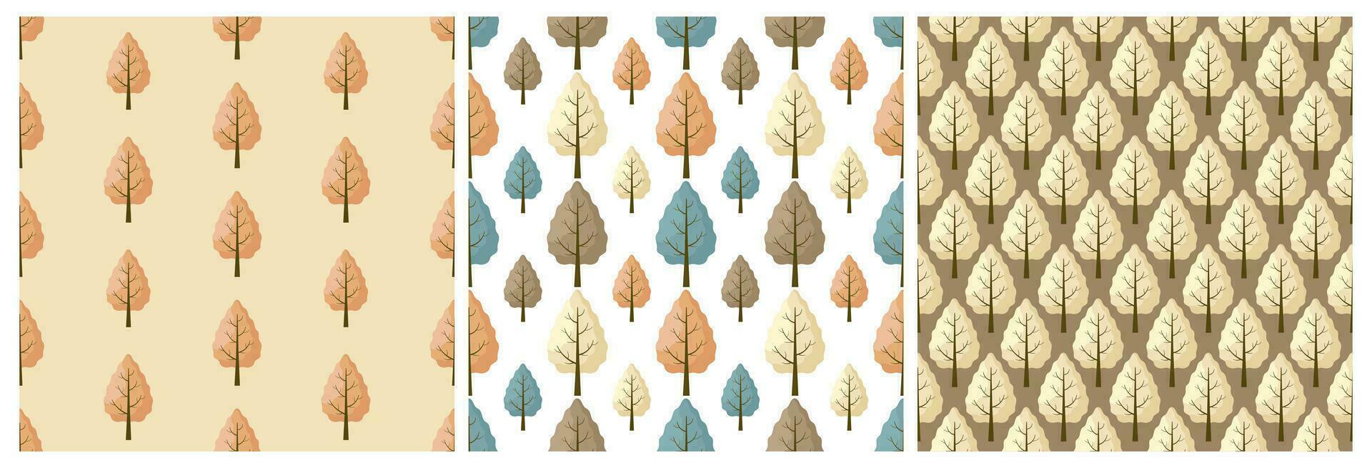 Set of Autumn Seamless Pattern Illustration Element Panoramic of Maple Trees Fallen in Cartoon Template Hand Drawn vector