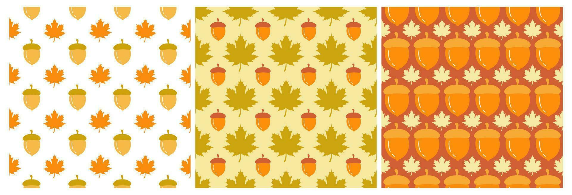 Set of Autumn Seamless Pattern Illustration Element Panoramic of Maple Trees Fallen in Cartoon Template Hand Drawn vector