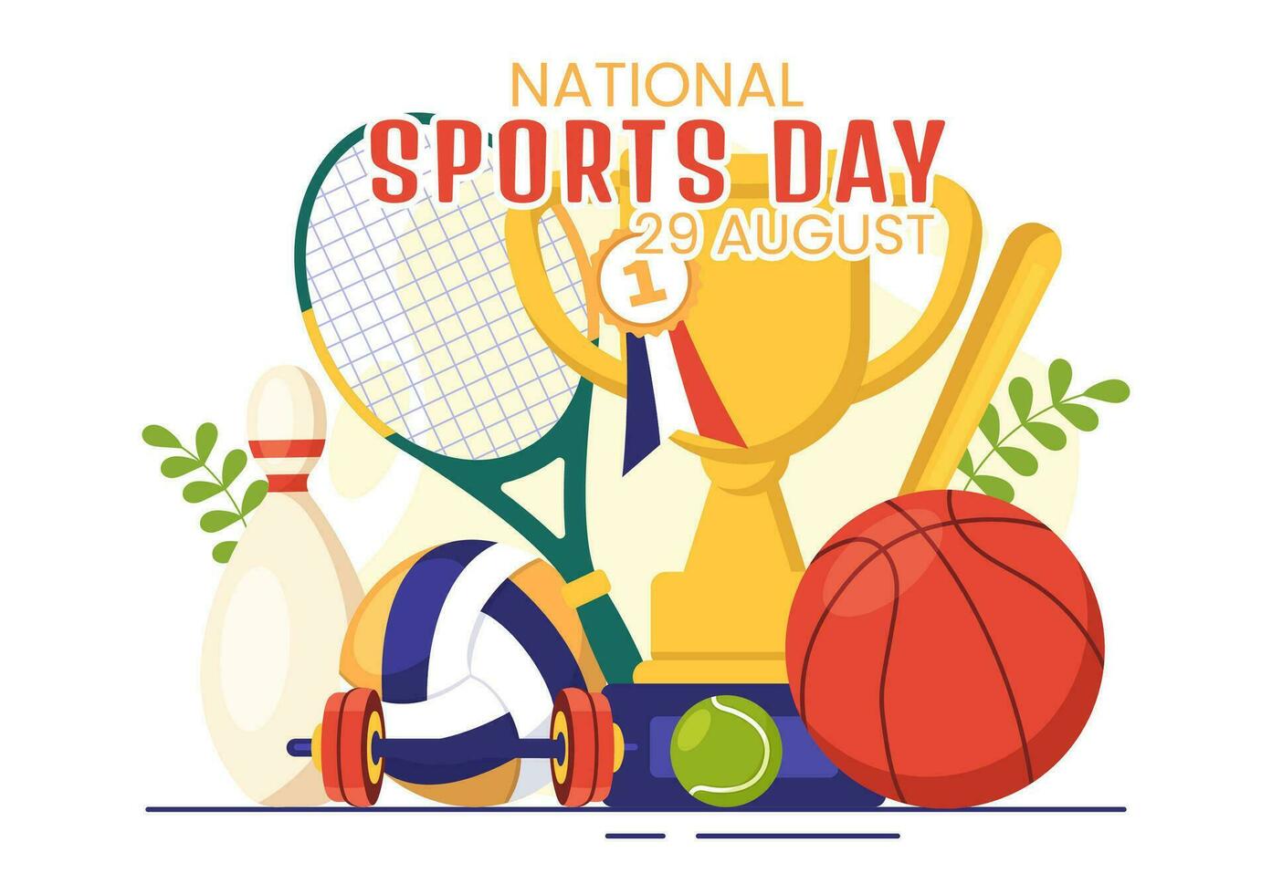 National Sports Day Vector Illustration with Sportsperson from