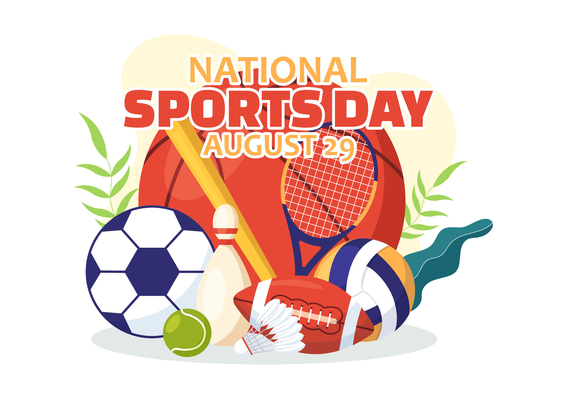 National Sports Day Vector Illustration with Sportsperson from