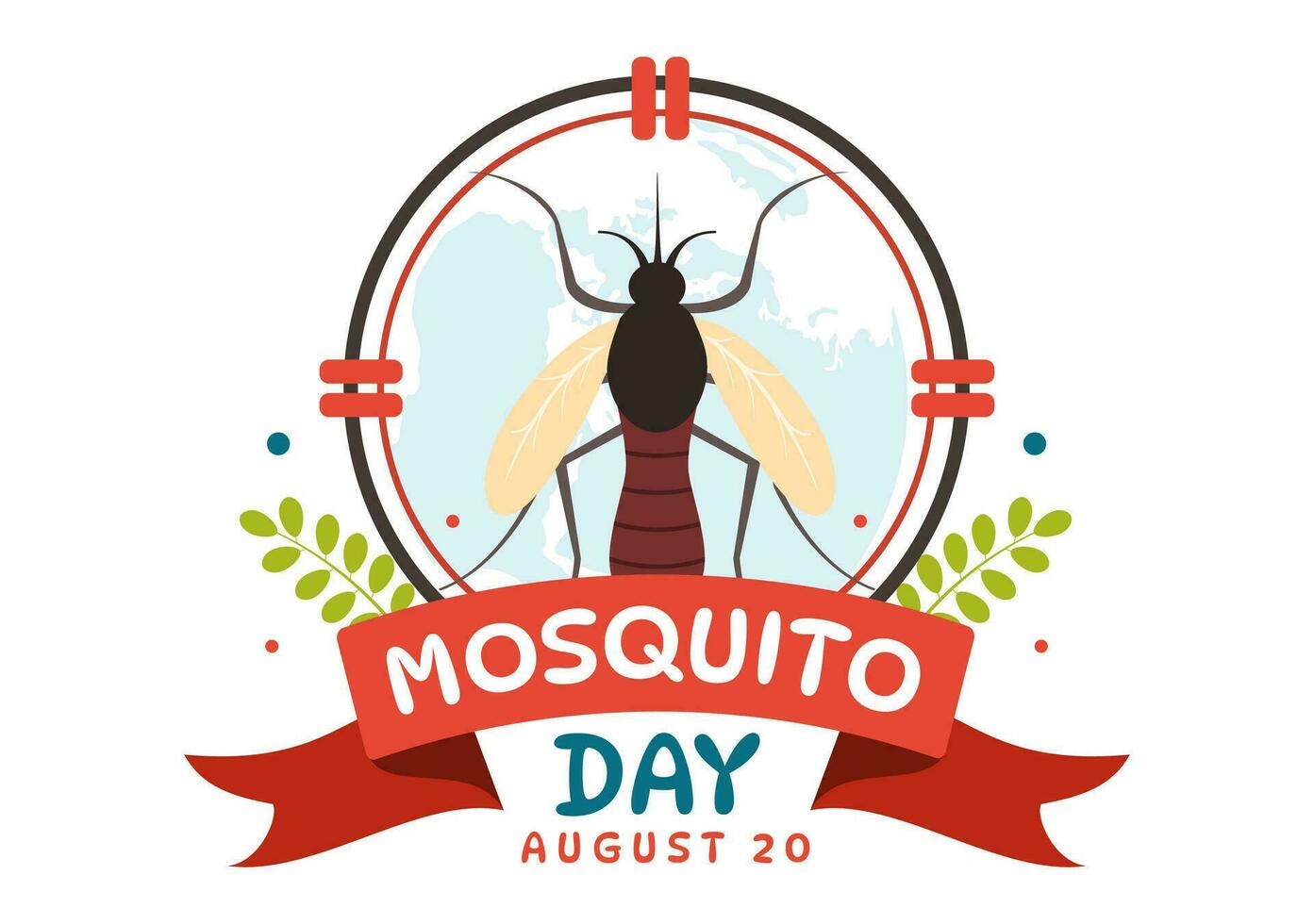 World Mosquito Day Vector Illustration on 20 August with Midge Can Cause Dengue Fever and Malaria in Flat Cartoon Hand Drawn Background Templates