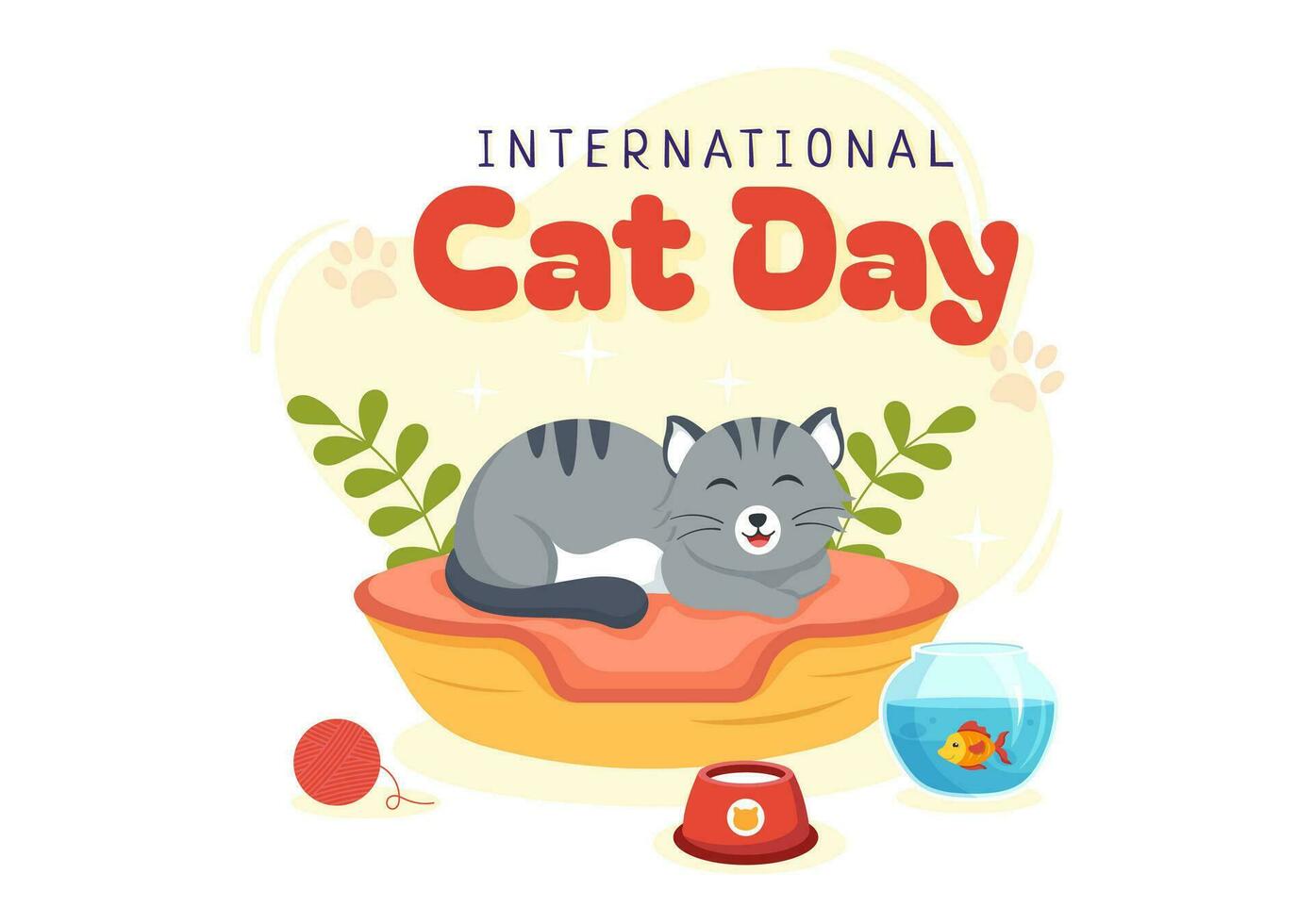International Cat Day Vector Illustration on August 8 with Cats Animals Love Celebration in Flat Cartoon Hand Drawn Background Templates