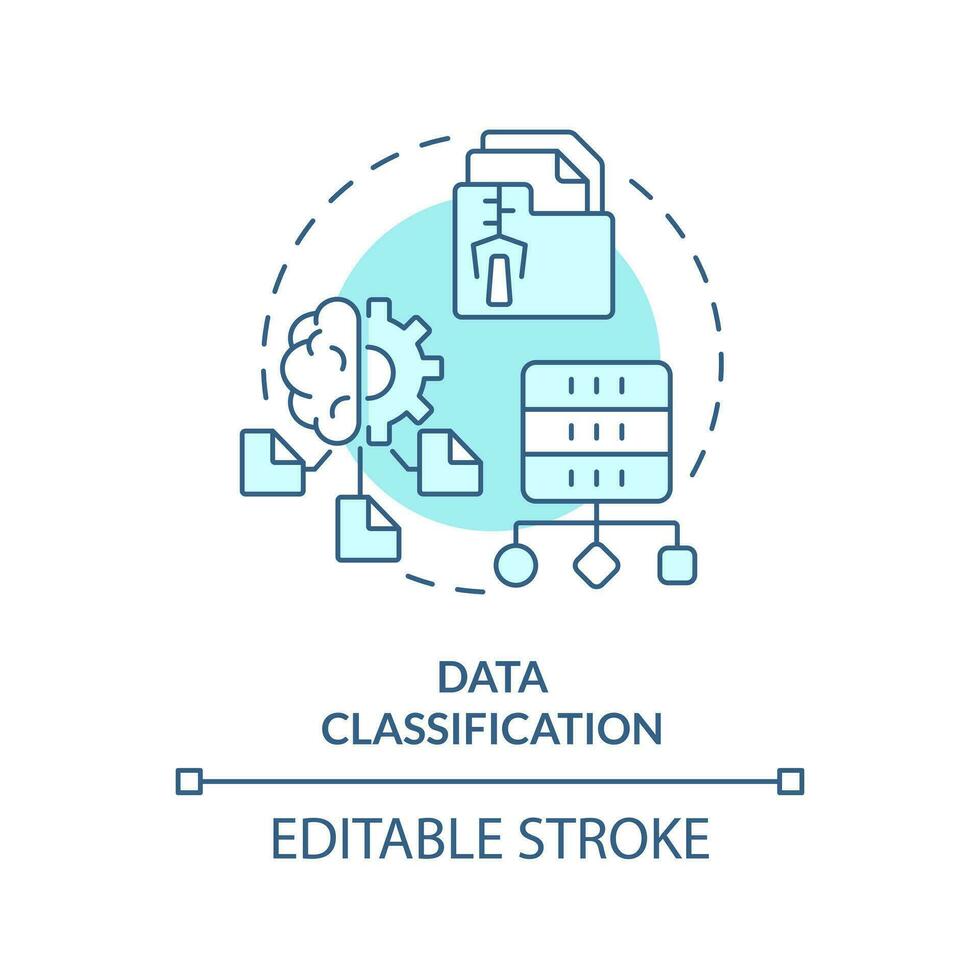 Data classification turquoise concept icon. Data lake architecture ...