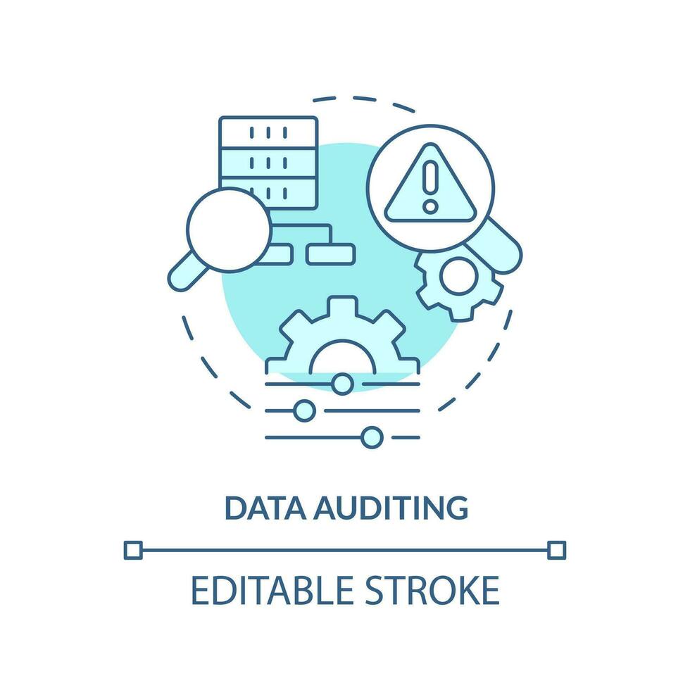 Data auditing turquoise concept icon. Tracking changes. Data lake key concept abstract idea thin line illustration. Isolated outline drawing. Editable stroke vector
