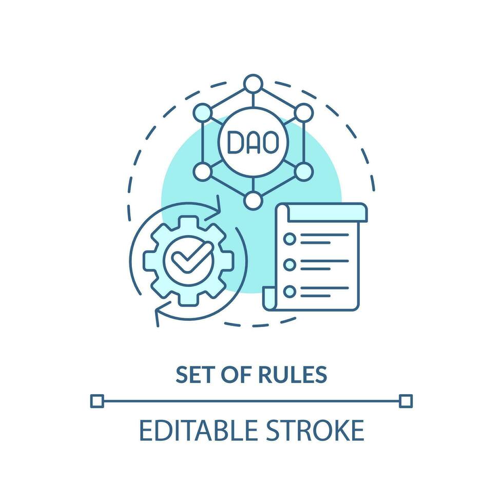 Set of rules turquoise concept icon. Structure organization process. DAO element abstract idea thin line illustration. Isolated outline drawing. Editable stroke vector