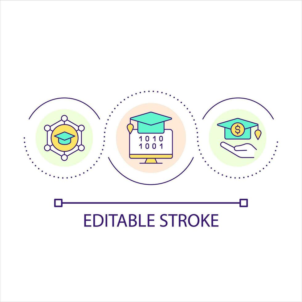 E learning program loop concept icon. Online education sources. Digital networks for students abstract idea thin line illustration. Isolated outline drawing. Editable stroke vector