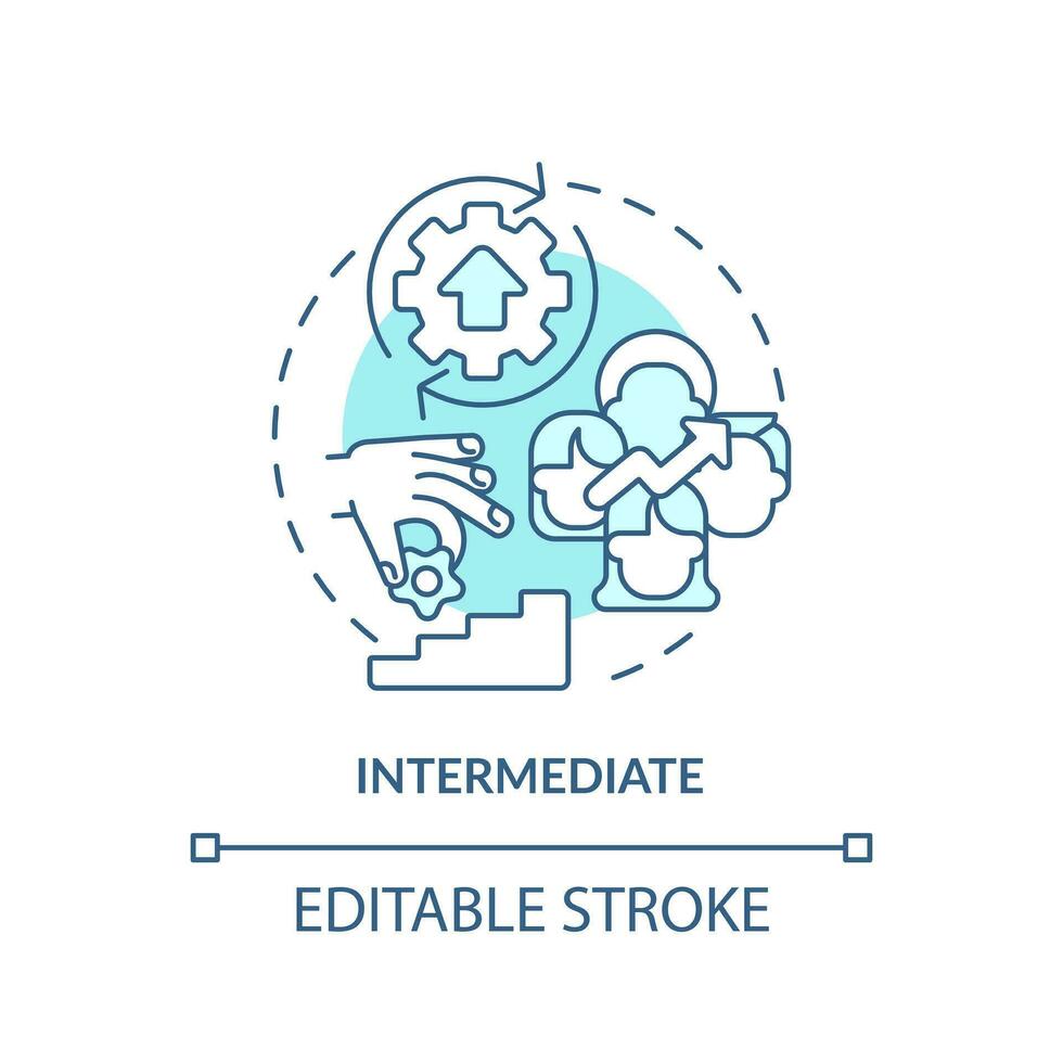 Intermediate turquoise concept icon. Diversity support. DEI program maturity stage abstract idea thin line illustration. Isolated outline drawing. Editable stroke vector