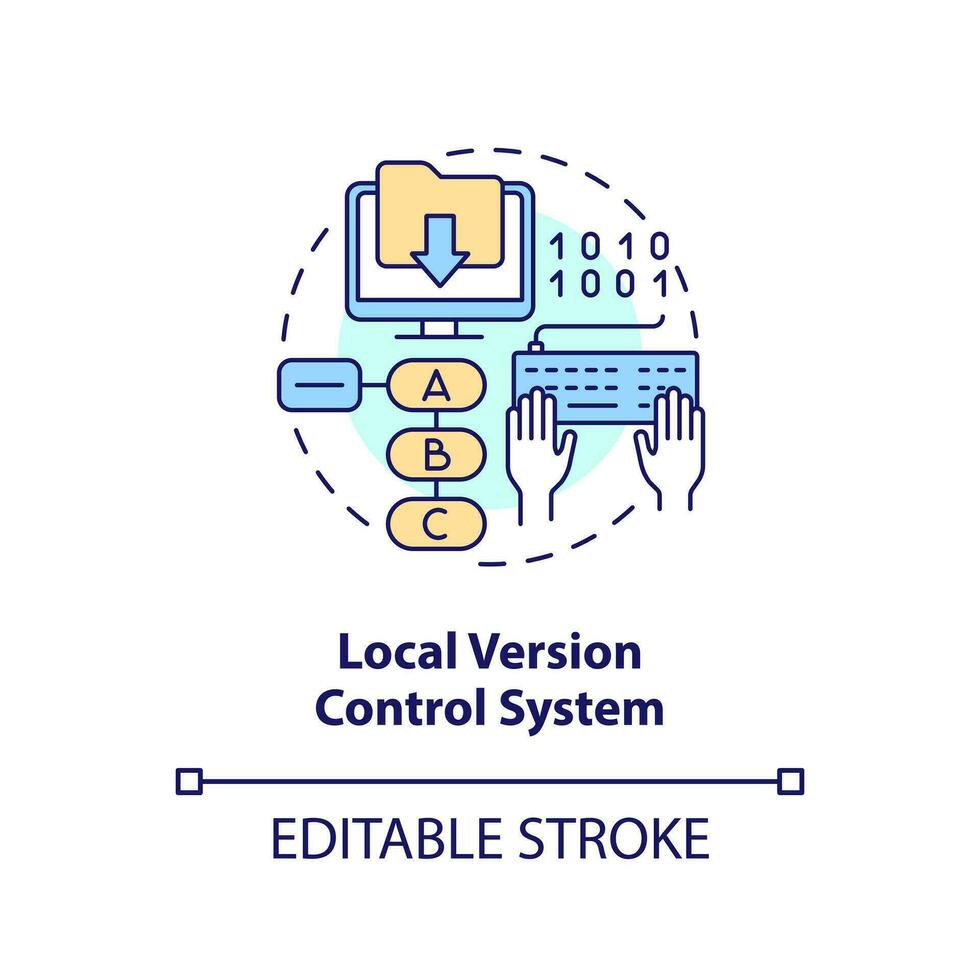 Local version control system concept icon. Store project data on single computer abstract idea thin line illustration. Isolated outline drawing. Editable stroke vector