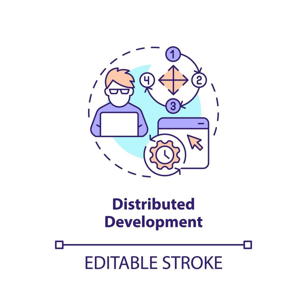 Distributed development concept icon. Remote access. Version control advantage abstract idea thin line illustration. Isolated outline drawing. Editable stroke vector