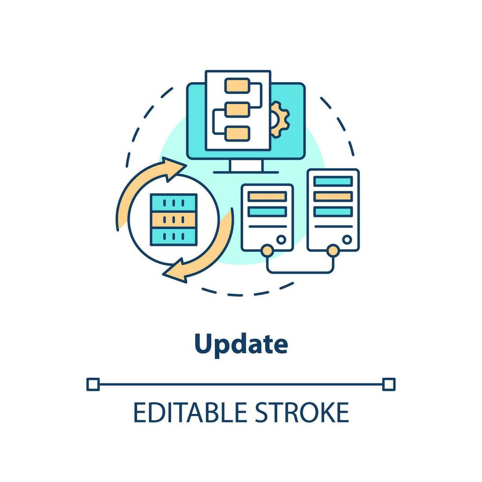 Update concept icon. Receive latest committed version. Source control strategy abstract idea thin line illustration. Isolated outline drawing. Editable stroke vector