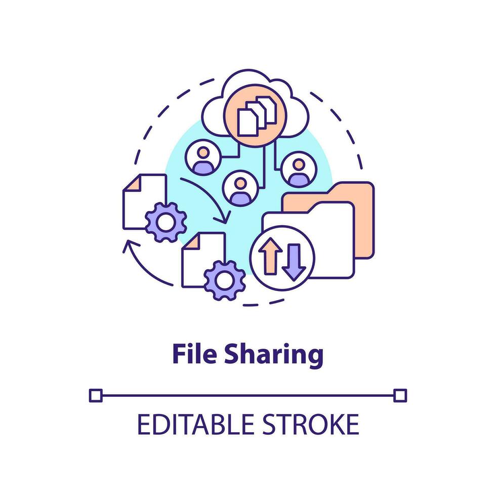 File sharing concept icon. Free access to project. Version control advantage abstract idea thin line illustration. Isolated outline drawing. Editable stroke vector