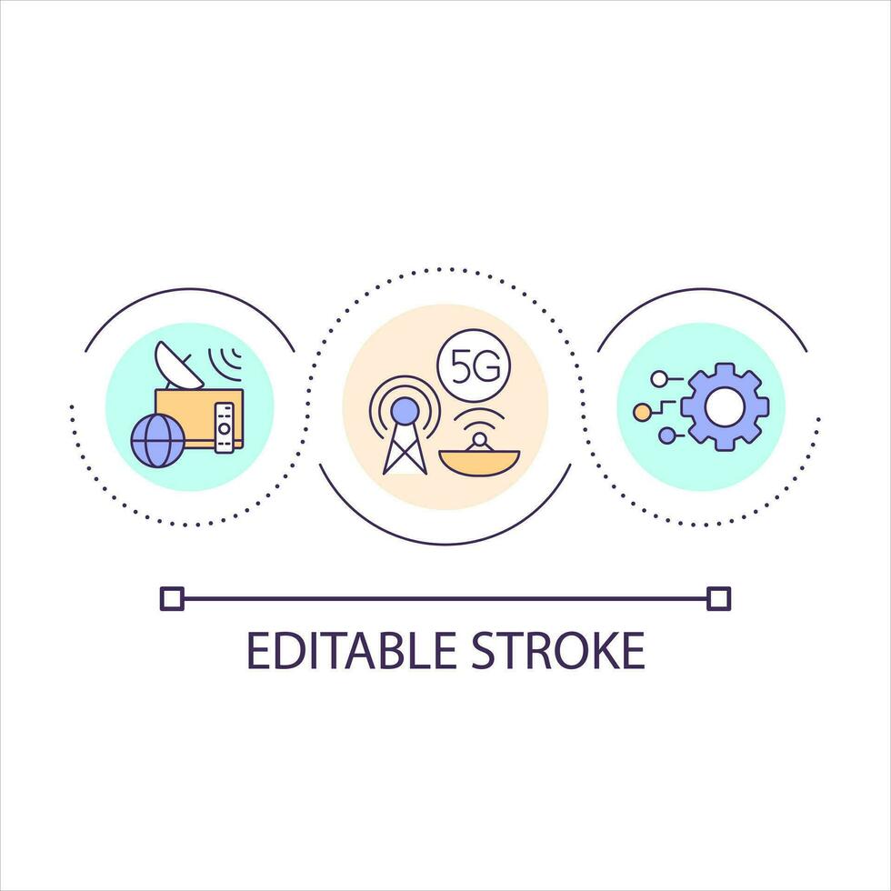 Wireless communication technology loop concept icon. Digital data transmission equipment abstract idea thin line illustration. Isolated outline drawing. Editable stroke vector