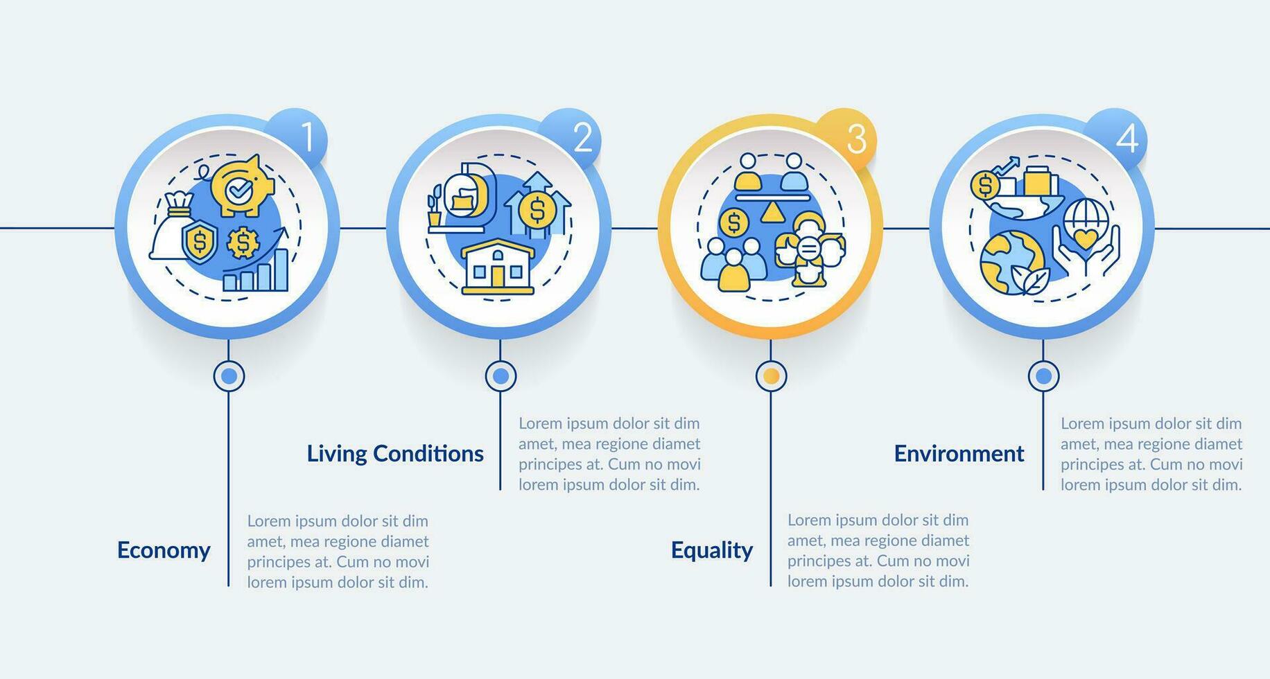 pilares de inclusivo desarrollo índice circulo infografía modelo. datos visualización con 4 4 pasos. editable cronograma informacion cuadro. flujo de trabajo diseño con línea íconos vector