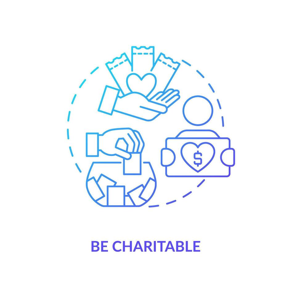 Use charitable involvement blue gradient concept icon. Finding potential customers for business abstract idea thin line illustration. Isolated outline drawing vector