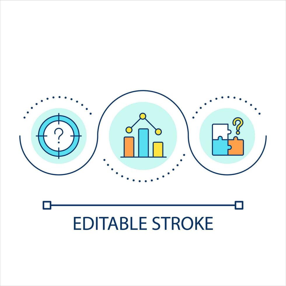 Solve problem loop concept icon. Decrease statistics. Low performance. Identify issues abstract idea thin line illustration. Isolated outline drawing. Editable stroke vector