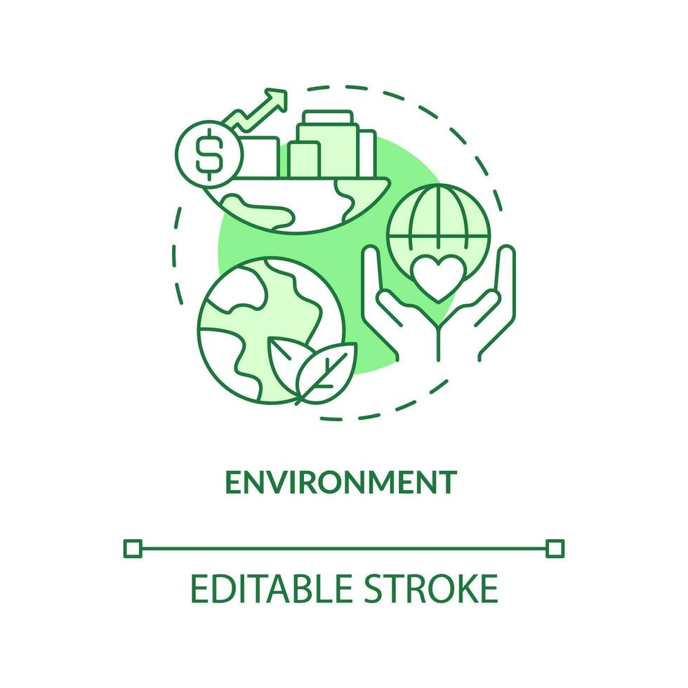 Environment green concept icon. Global goals. Pillar of inclusive development index abstract idea thin line illustration. Isolated outline drawing. Editable stroke vector