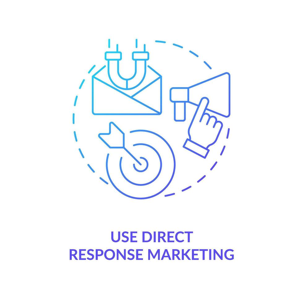 utilizar directo respuesta márketing azul degradado concepto icono. negocio promoción. consiguiendo clientela para nuevo empresa resumen idea Delgado línea ilustración. aislado contorno dibujo vector