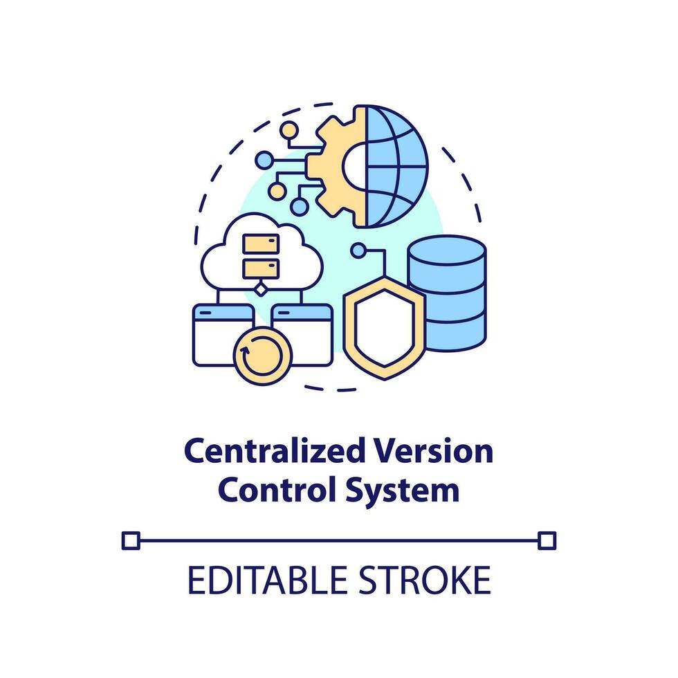 Centralized version control system concept icon. Computing technology optimization abstract idea thin line illustration. Isolated outline drawing. Editable stroke vector