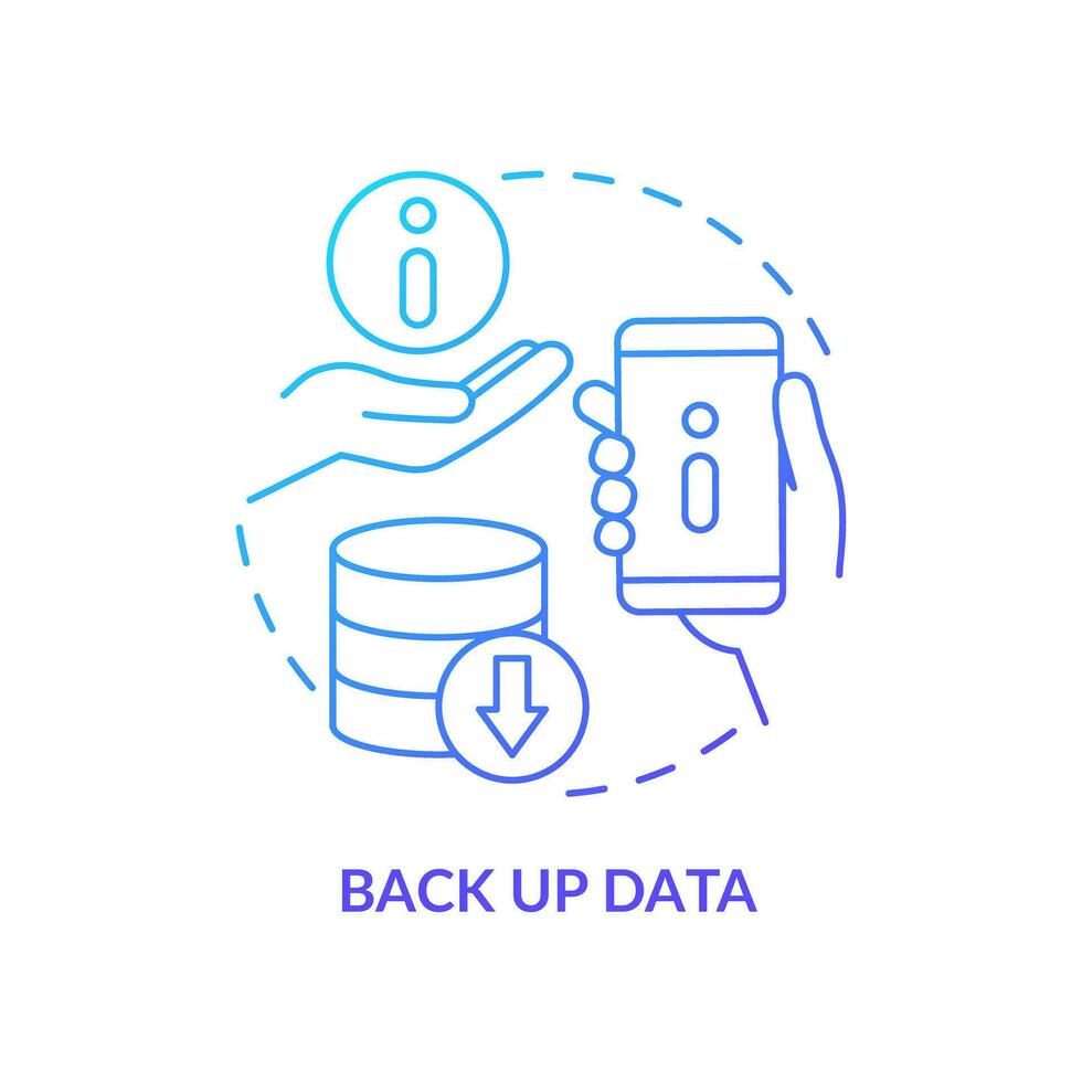 Back up data blue gradient concept icon. Creating copy of information. Secure information storage abstract idea thin line illustration. Isolated outline drawing vector