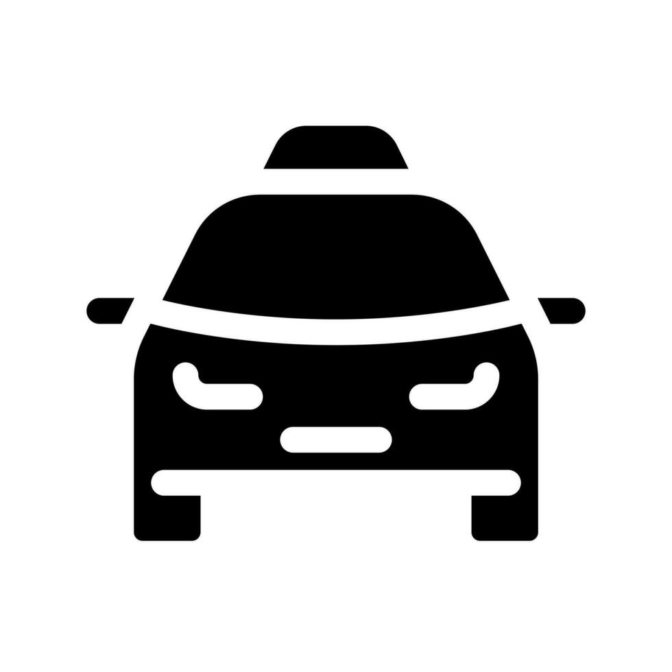 Taxi taxi negro glifo ui icono. orden transporte en línea. Servicio para pasajeros usuario interfaz diseño. silueta símbolo en blanco espacio. sólido pictograma para web, móvil. aislado vector ilustración