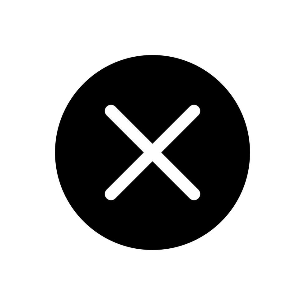 Cross in circle black glyph ui icon. Cancel operation button. Customer choice. User interface design. Silhouette symbol on white space. Solid pictogram for web, mobile. Isolated vector illustration