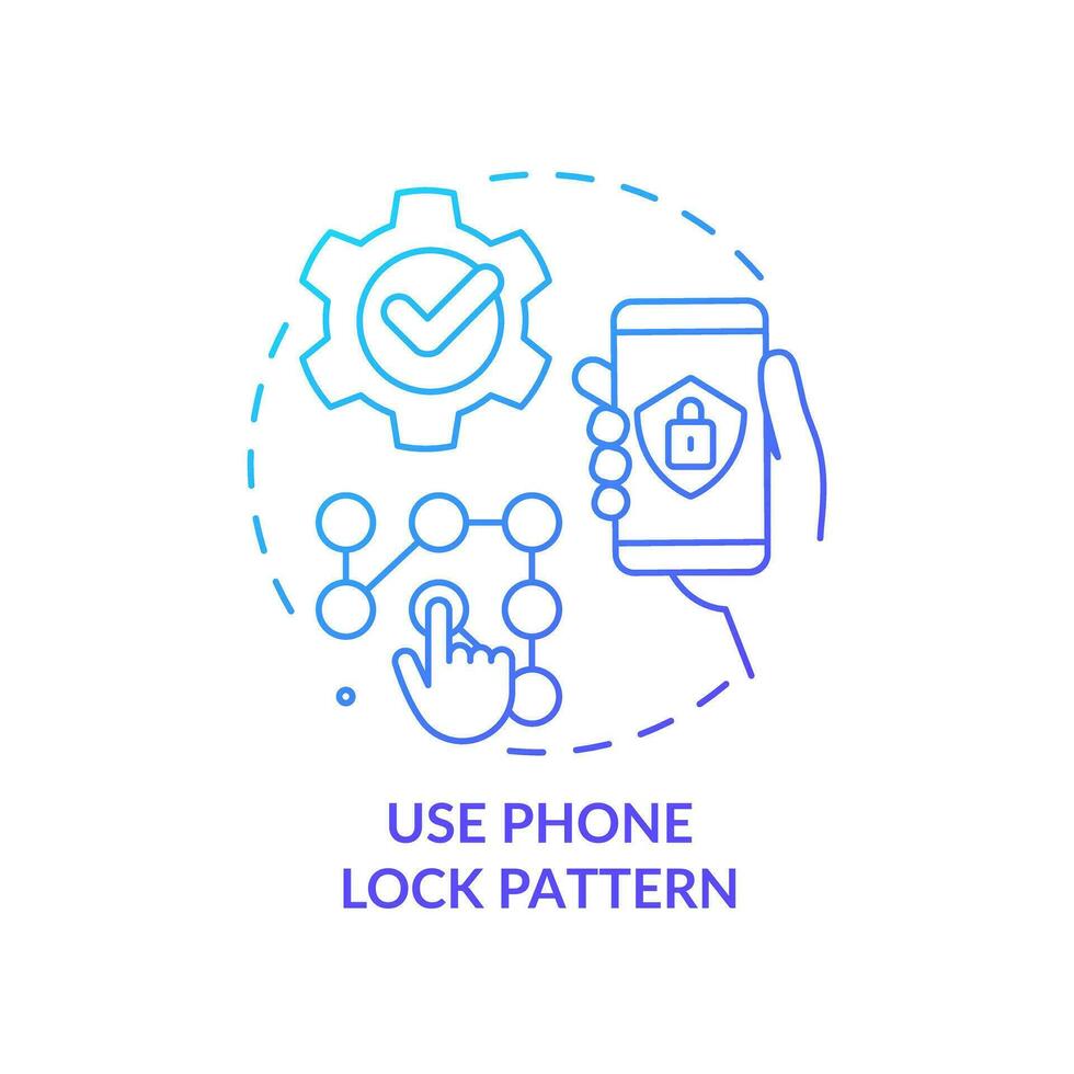 Use phone lock pattern blue gradient concept icon. Smartphone graphic key. Reliable access. Strong password abstract idea thin line illustration. Isolated outline drawing vector