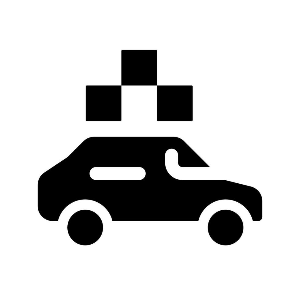 Taxi with checker black glyph ui icon. Passenger vehicle. Transportation service. User interface design. Silhouette symbol on white space. Solid pictogram for web, mobile. Isolated vector illustration