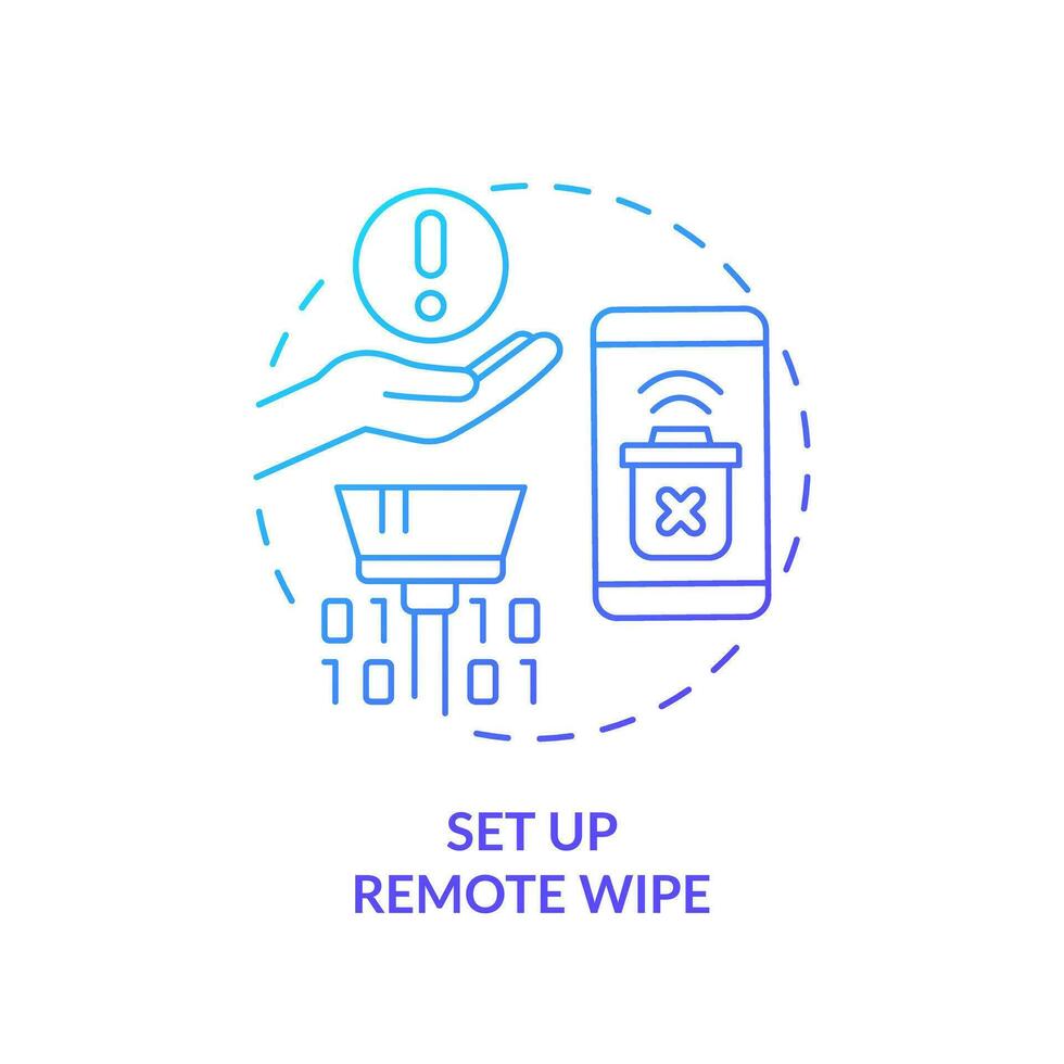 Set up remote wipe blue gradient concept icon. Smartphone security measures. Personal data protection abstract idea thin line illustration. Isolated outline drawing vector