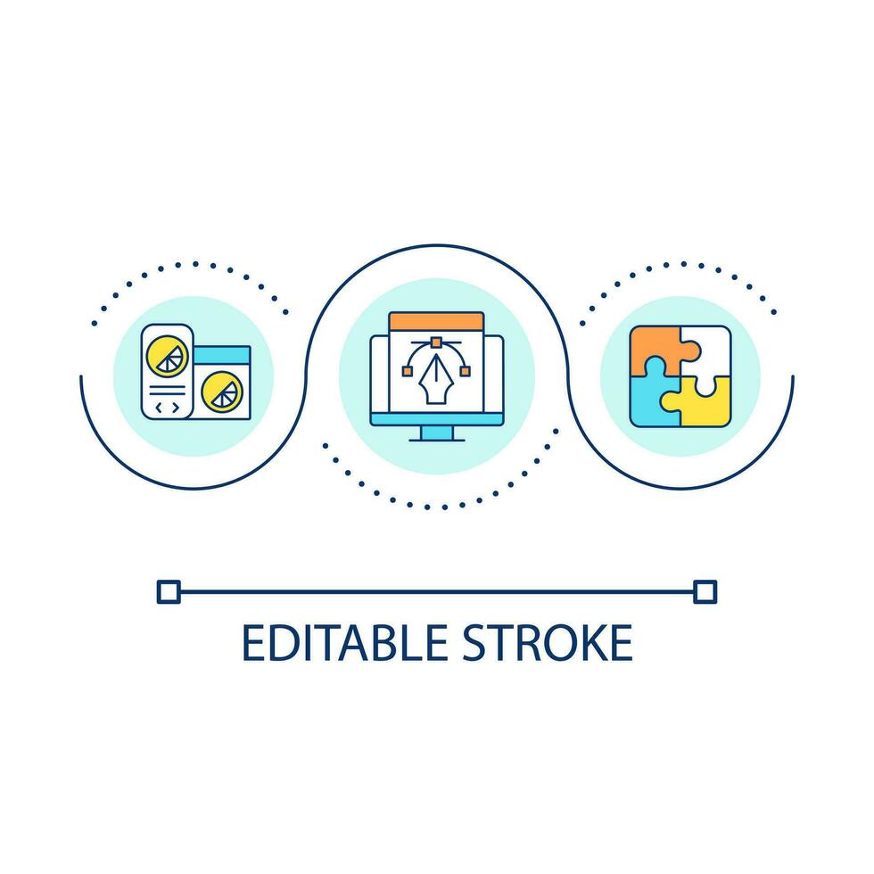 Web design evolution loop concept icon. User experience. Digital technology. Website development trend abstract idea thin line illustration. Isolated outline drawing. Editable stroke vector