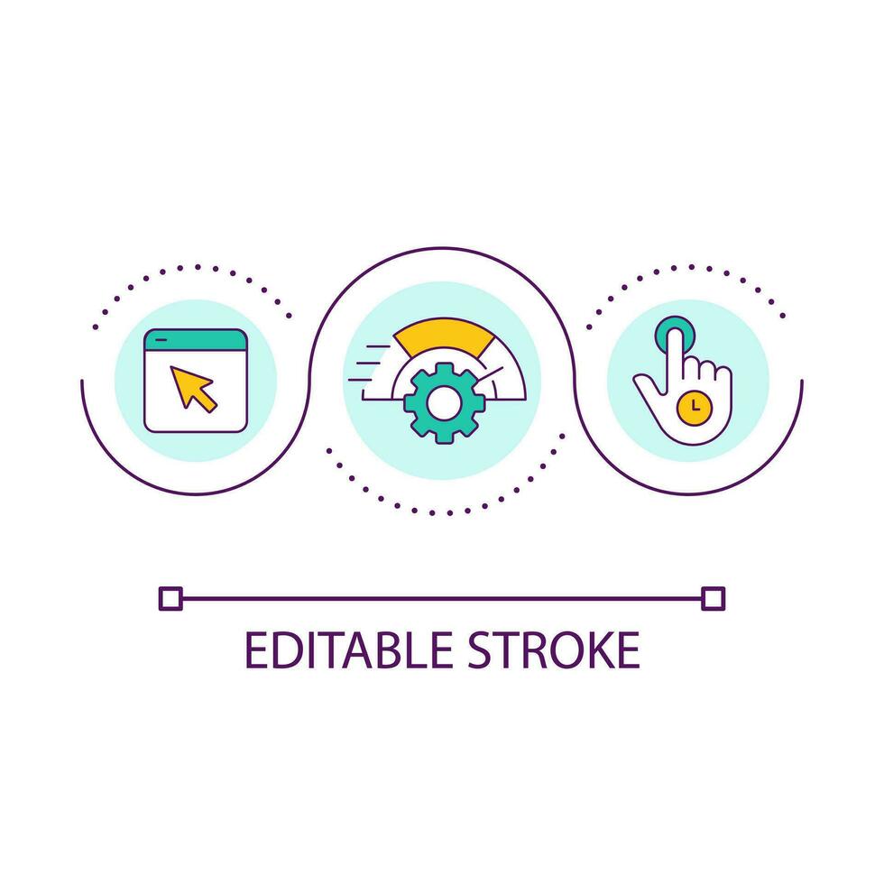 First input delay loop concept icon. Website speed reaction. Site productivity. Web development trend abstract idea thin line illustration. Isolated outline drawing. Editable stroke vector