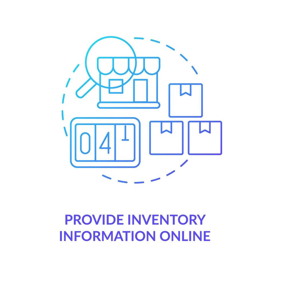 Provide inventory information online blue gradient concept icon. Customer loyalty. Find new clients in retail abstract idea thin line illustration. Isolated outline drawing vector