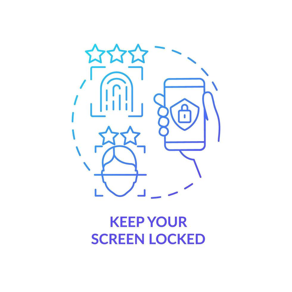 Keep your screen locked blue gradient concept icon. Thumbprint scanner. Biometric access abstract idea thin line illustration. Isolated outline drawing vector